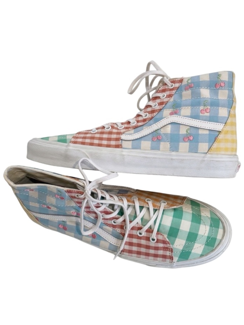 Vans Sk8-Hi Tapered Gingham Block Pastel Cherry Bee Embroidery NWOB Size 13 Men
